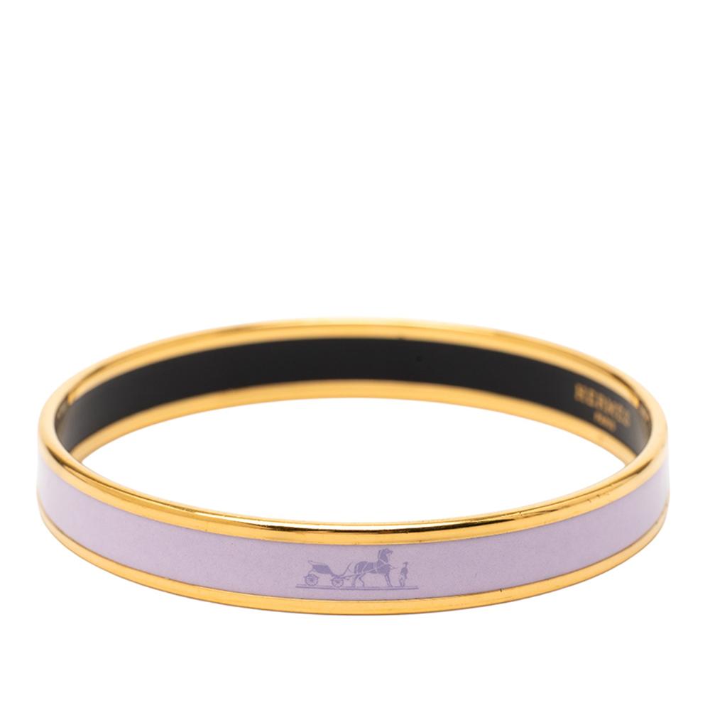 Hermès AB Hermès Purple Light Purple with Gold Enamel Other Narrow Caleche Bangle 70 Austria