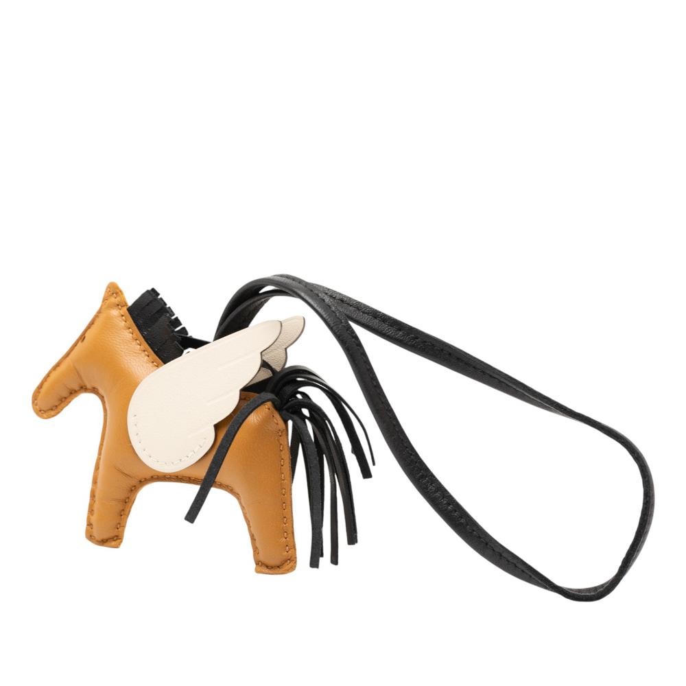 Hermès Brown Milo Lambskin and Swift Grigri Rodeo Pegase Bag Charm PM France