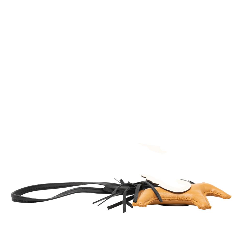 Hermès Brown Milo Lambskin and Swift Grigri Rodeo Pegase Bag Charm PM France