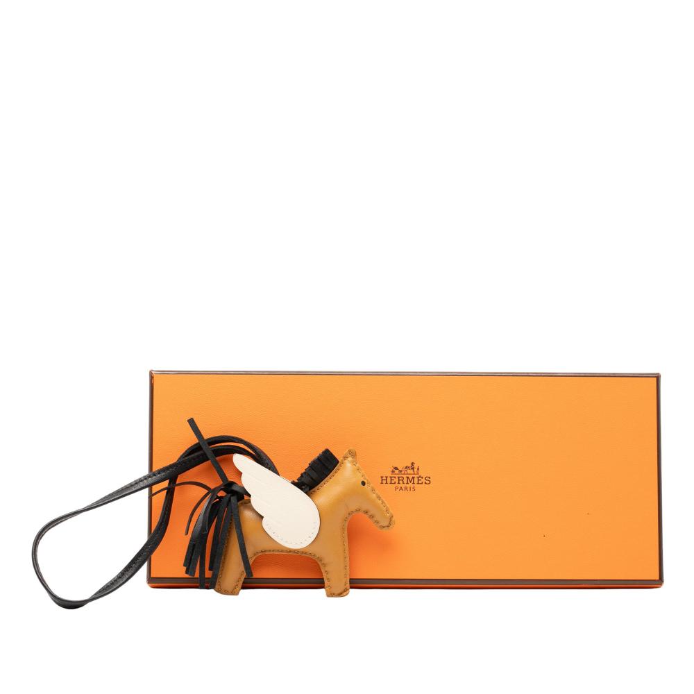 Hermès Brown Milo Lambskin and Swift Grigri Rodeo Pegase Bag Charm PM France
