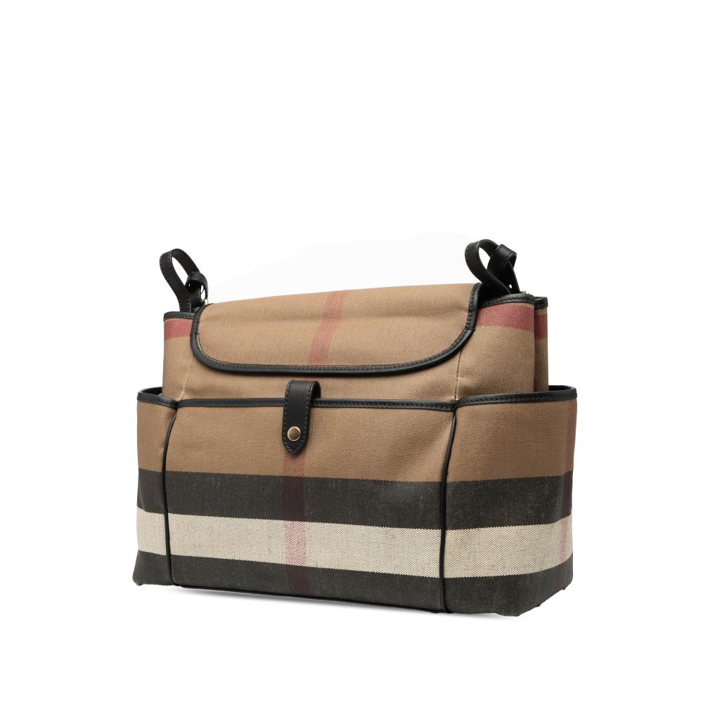 Burberry B Burberry Brown Light Brown Canvas Fabric Mega Check Diaper Bag China