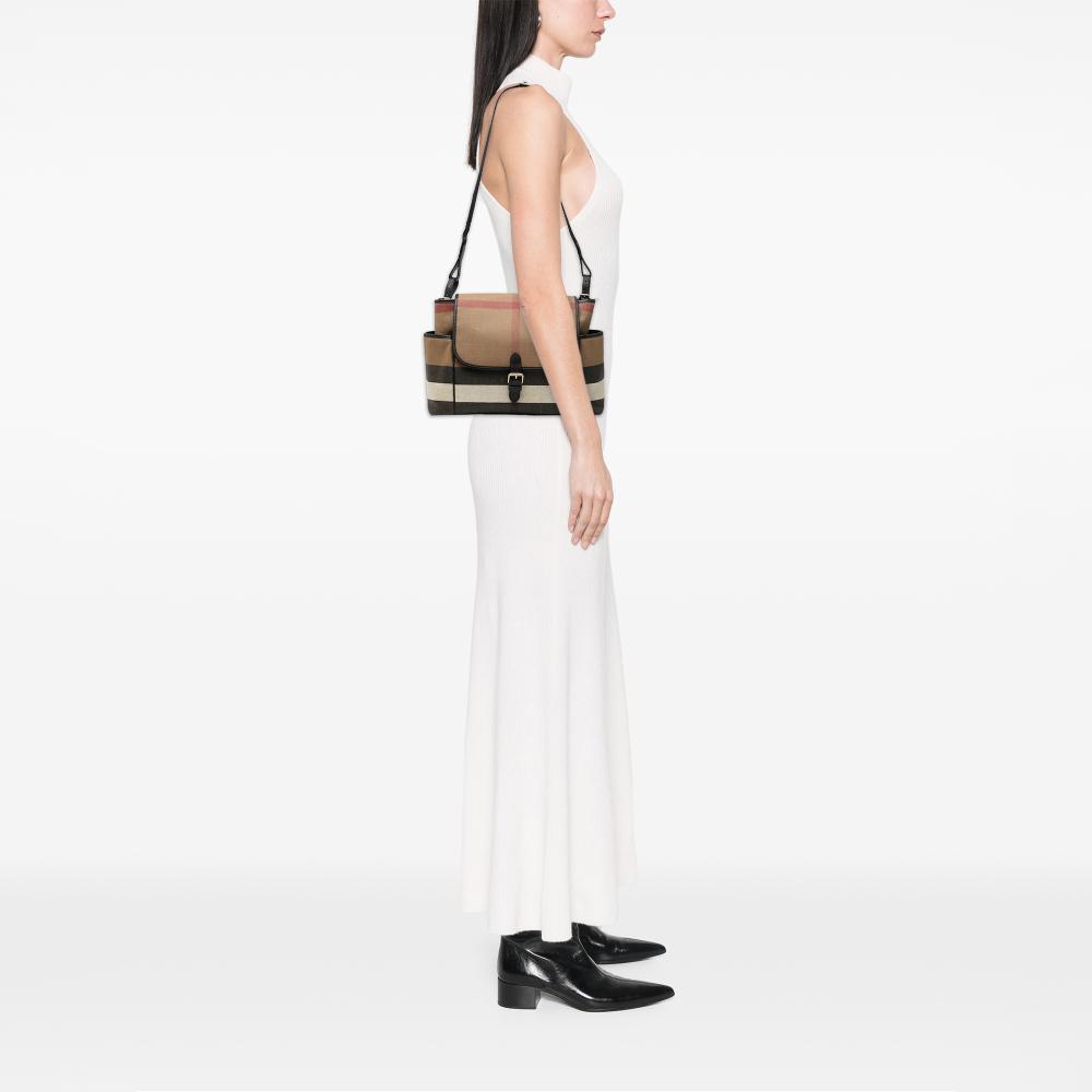 Burberry B Burberry Brown Light Brown Canvas Fabric Mega Check Diaper Bag China