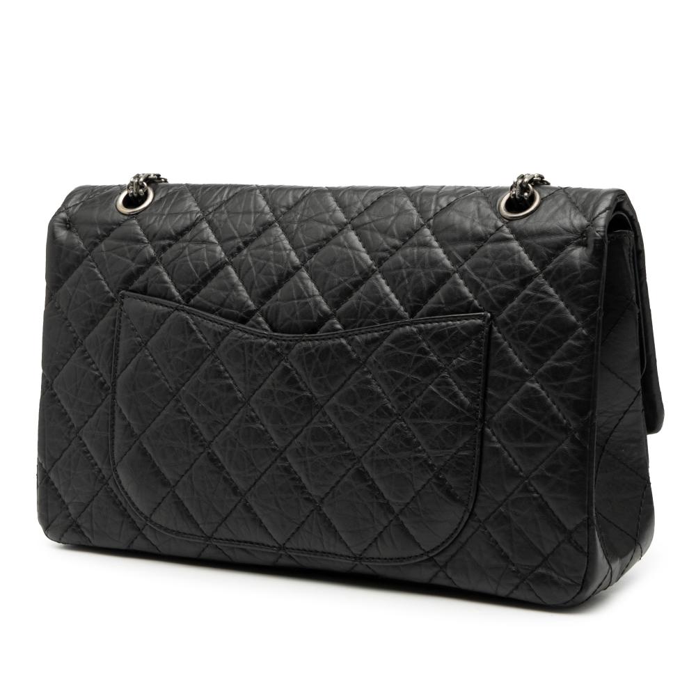 Chanel AB Chanel Black Calf Leather Quilted Aged skin Reissue 2.55 Double Flap 227 Italy