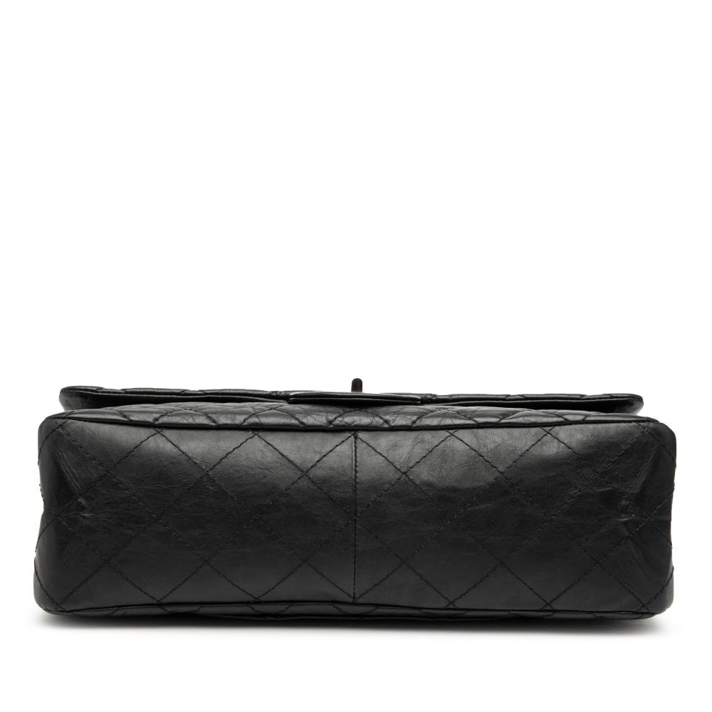 Chanel AB Chanel Black Calf Leather Quilted Aged skin Reissue 2.55 Double Flap 227 Italy