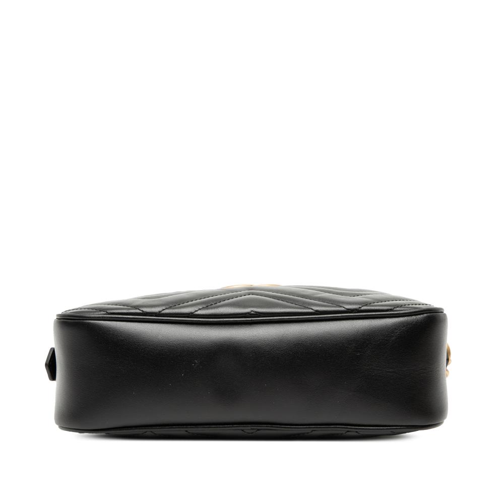 Gucci B Gucci Black Calf Leather Small GG Marmont Matelasse Crossbody Italy