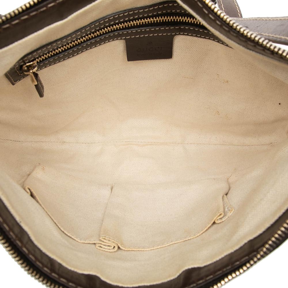 Gucci B Gucci Brown Beige Canvas Fabric GG Lovely Crossbody Italy