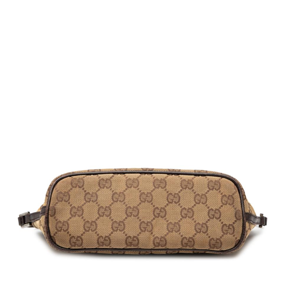 Gucci B Gucci Brown Beige Canvas Fabric GG Boat Italy