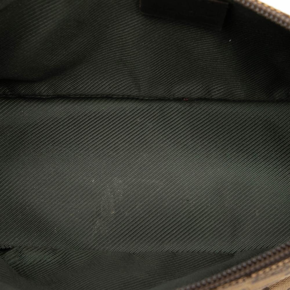 Gucci B Gucci Brown Beige Canvas Fabric GG Boat Italy