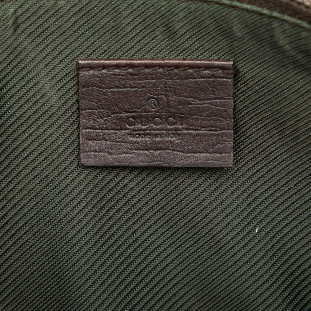 Gucci B Gucci Brown Beige Canvas Fabric GG Boat Italy