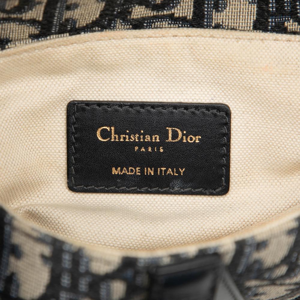 Christian Dior AB Dior Blue Navy Canvas Fabric Mini Oblique Saddle Bag Italy