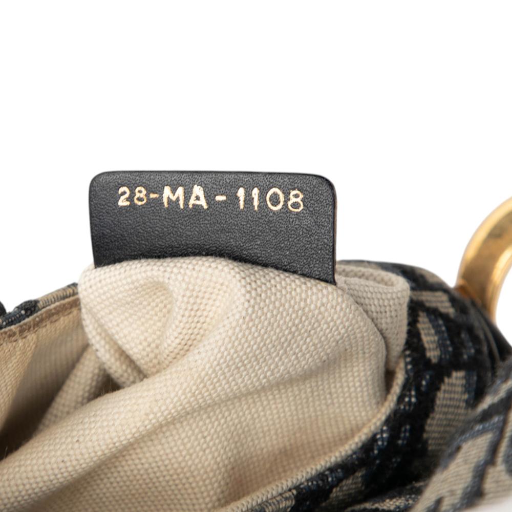 Christian Dior AB Dior Blue Navy Canvas Fabric Mini Oblique Saddle Bag Italy