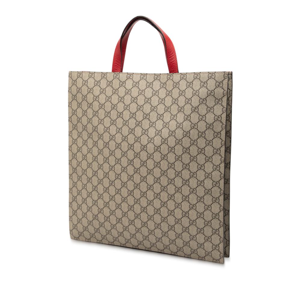 Gucci B Gucci Brown Beige Coated Canvas Fabric GG Supreme Web Bosco Satchel Italy