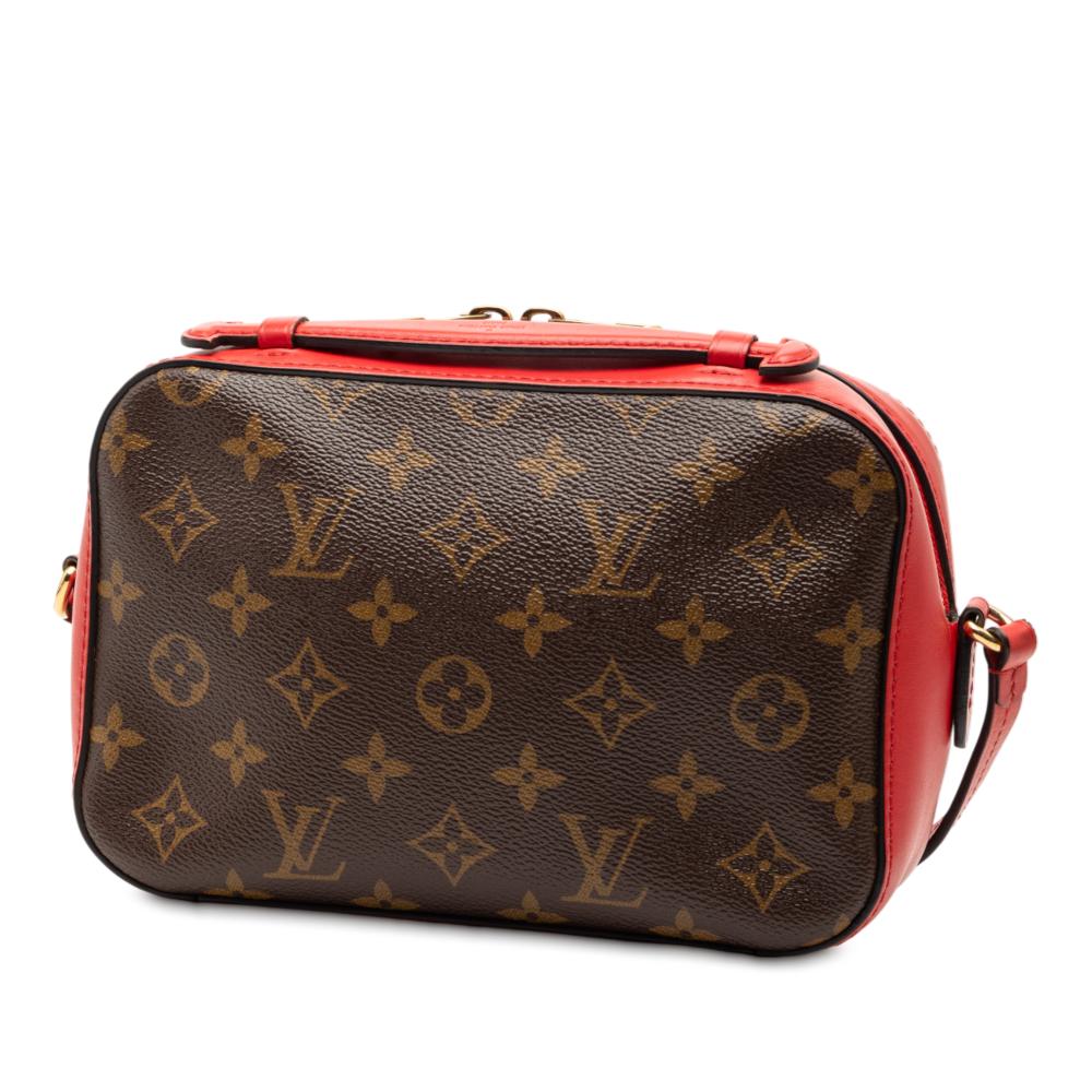 Louis Vuitton B Louis Vuitton Brown with Red Monogram Canvas Fabric Monogram Saintonge Spain