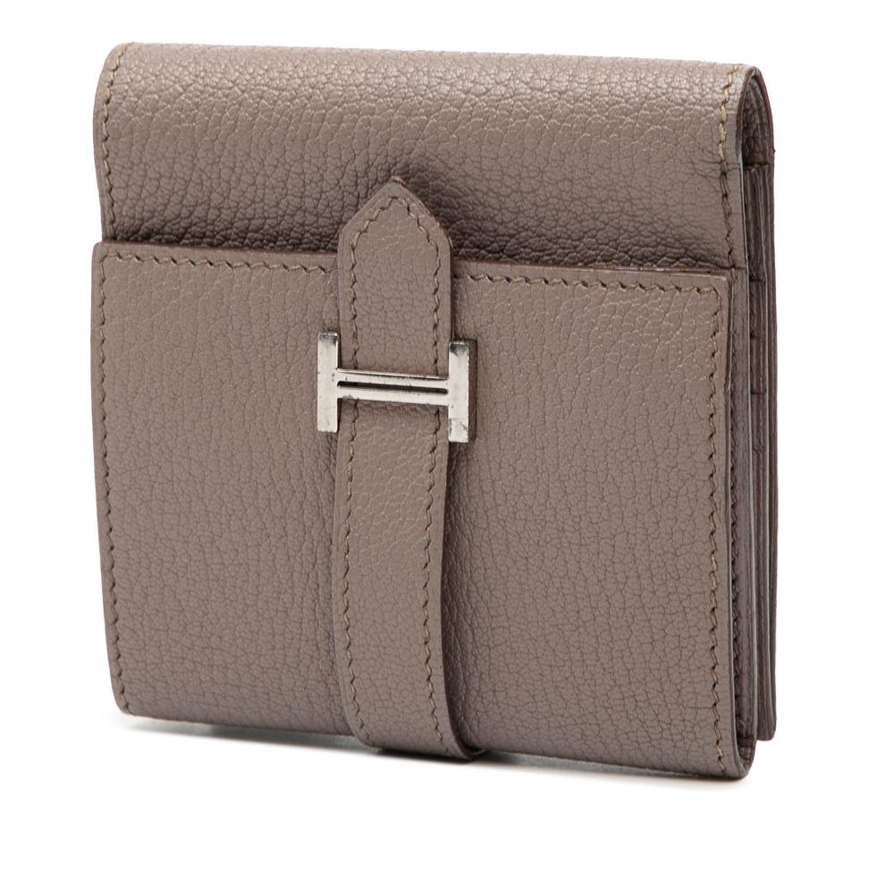 Hermès AB Hermès Brown Taupe Calf Leather Epsom Bearn Compact Wallet France