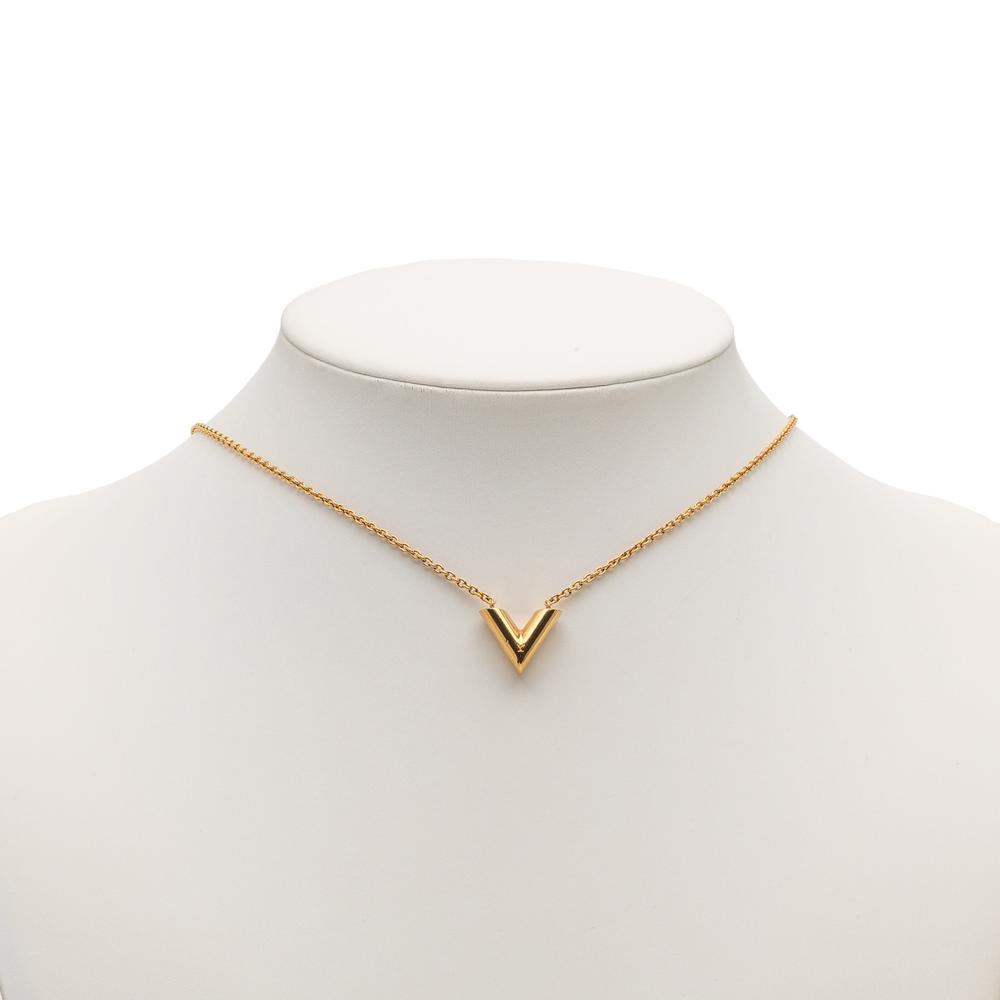 Louis Vuitton B Louis Vuitton Gold Gold Plated Metal Essential V Necklace Italy