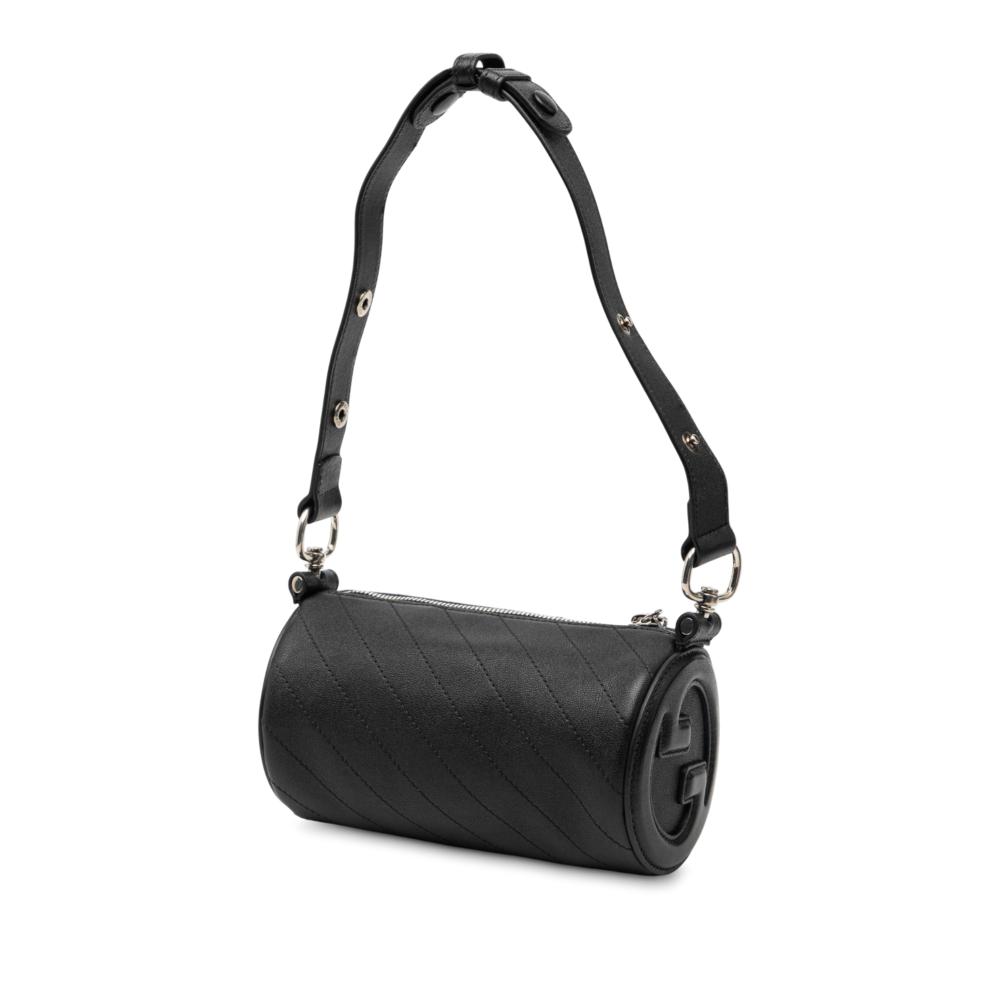 Gucci AB Gucci Black Calf Leather Mini Blondie Barrel Shoulder Bag Italy