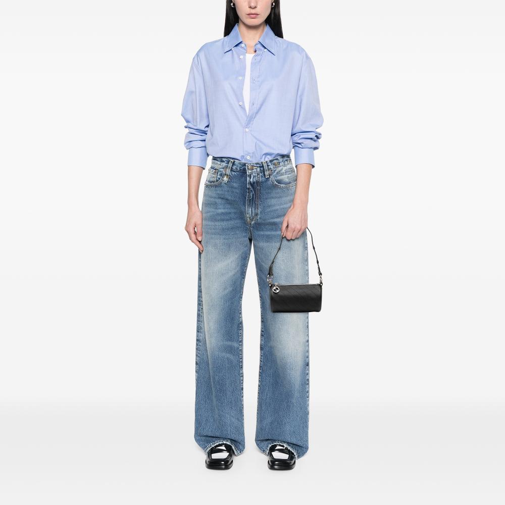 Gucci AB Gucci Black Calf Leather Mini Blondie Barrel Shoulder Bag Italy