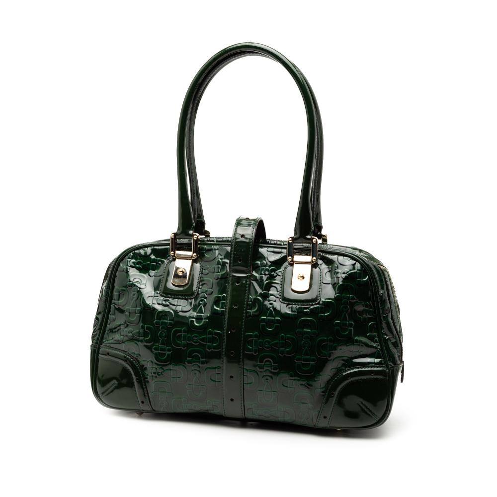 Gucci B Gucci Green Dark Green Patent Leather Leather Patent Horsebit Glam Shoulder Bag Italy