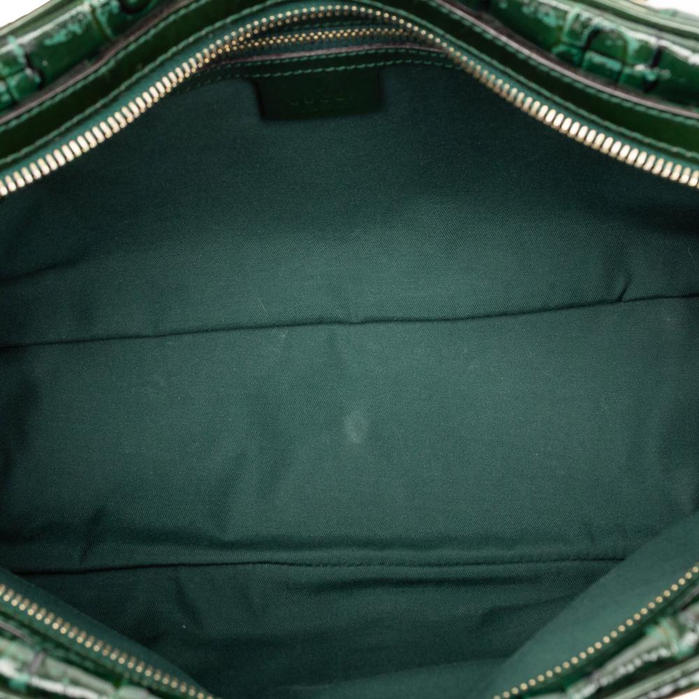 Gucci B Gucci Green Dark Green Patent Leather Leather Patent Horsebit Glam Shoulder Bag Italy