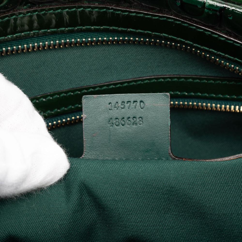Gucci B Gucci Green Dark Green Patent Leather Leather Patent Horsebit Glam Shoulder Bag Italy