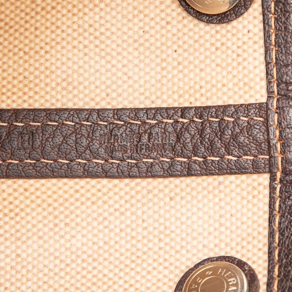 Hermès B Hermès Brown Beige Canvas Fabric Toile and Negonda Garden Party 30 France