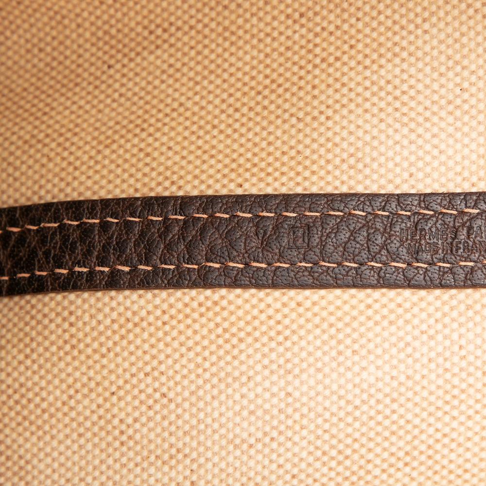 Hermès B Hermès Brown Beige Canvas Fabric Toile and Negonda Garden Party 30 France