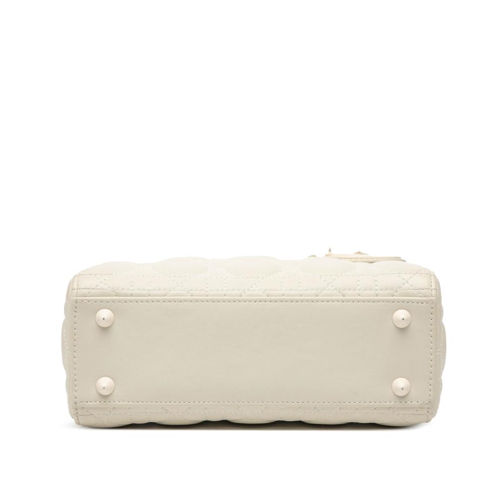 Christian Dior B Dior White Ivory Calf Leather Small Ultra Matte skin Cannage My ABCDior Lady Dior Italy