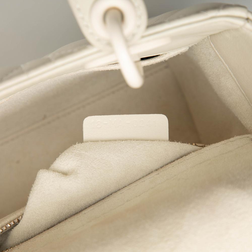 Christian Dior B Dior White Ivory Calf Leather Small Ultra Matte skin Cannage My ABCDior Lady Dior Italy