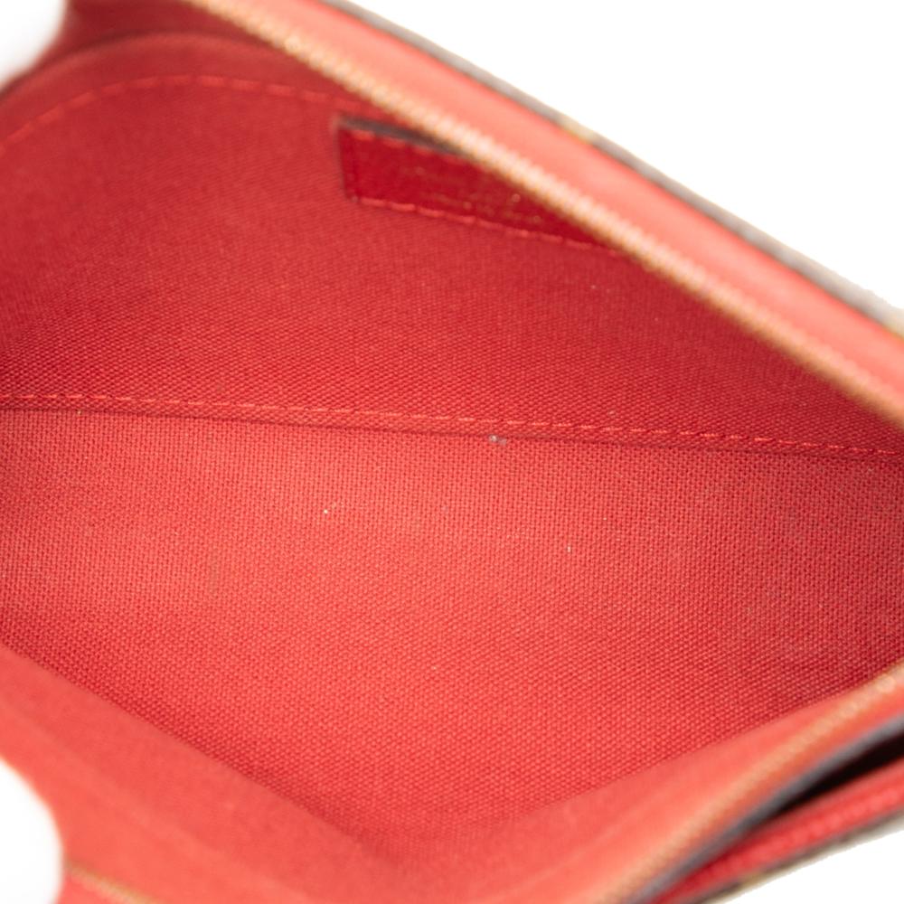Louis Vuitton B Louis Vuitton Brown with Red Monogram Canvas Fabric Monogram Pallas Clutch Spain