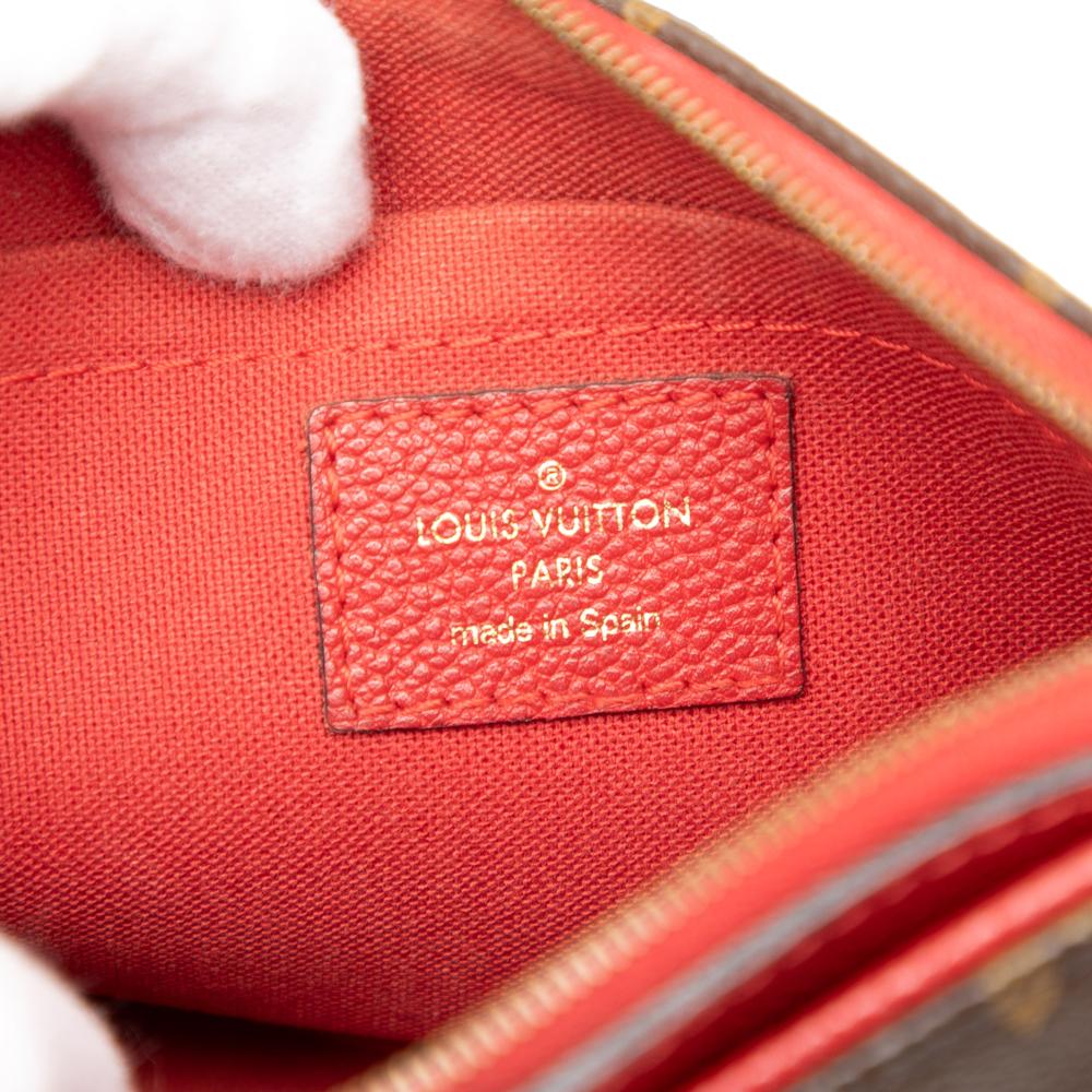 Louis Vuitton B Louis Vuitton Brown with Red Monogram Canvas Fabric Monogram Pallas Clutch Spain