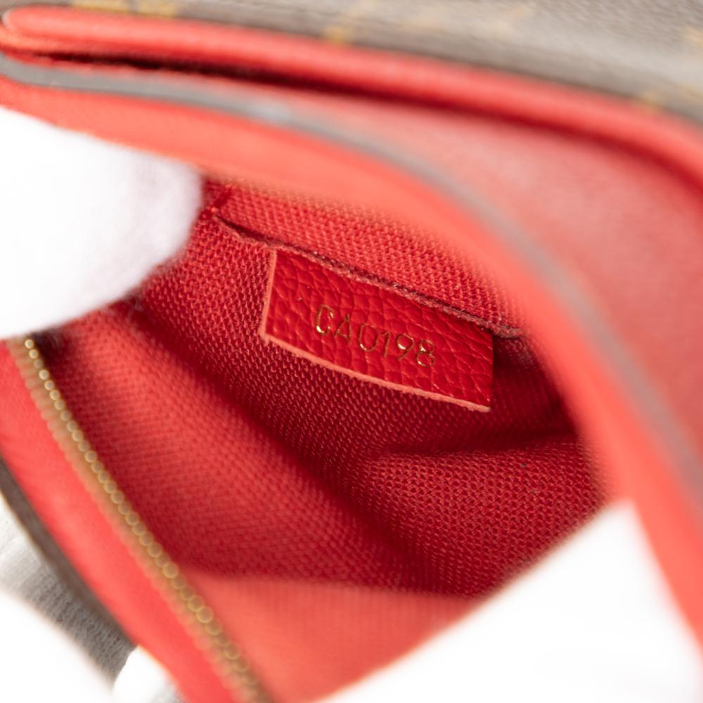 Louis Vuitton B Louis Vuitton Brown with Red Monogram Canvas Fabric Monogram Pallas Clutch Spain