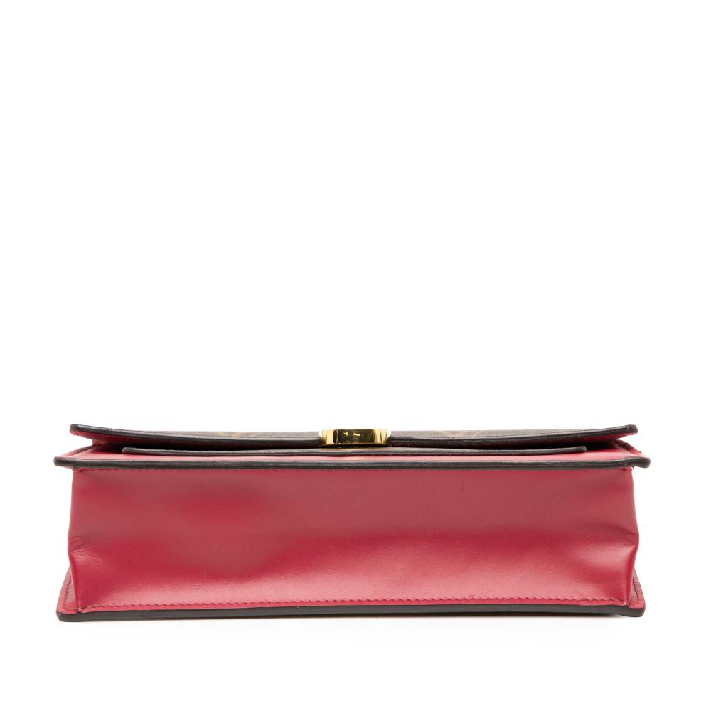 Louis Vuitton B Louis Vuitton Brown with Red Monogram Canvas Fabric Monogram Flore Wallet On Chain France