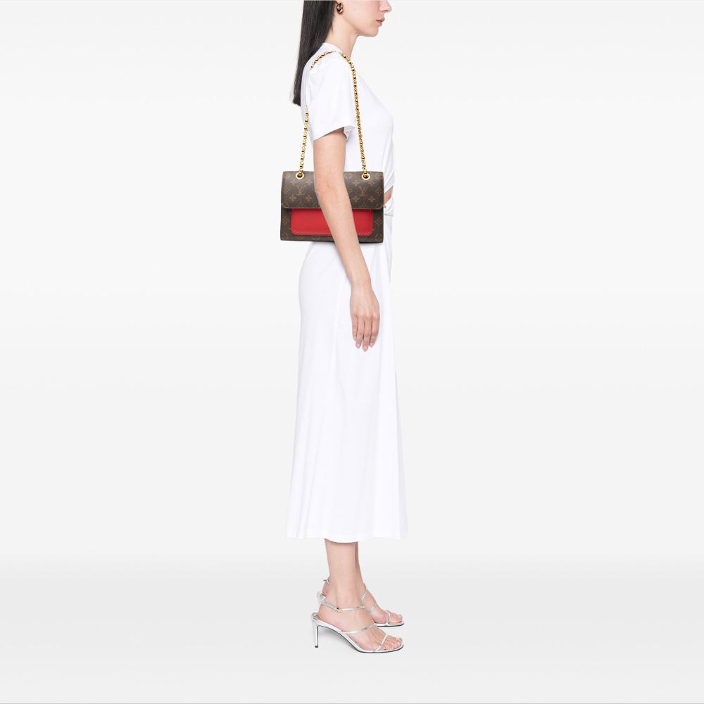 Louis Vuitton AB Louis Vuitton Brown with Red Monogram Canvas Fabric Monogram Victoire France