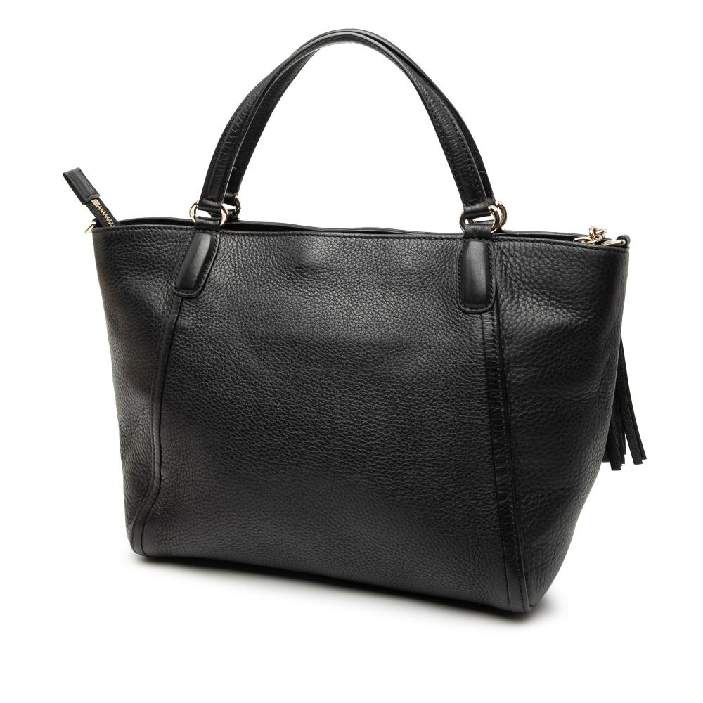 Gucci AB Gucci Black Calf Leather Small Pebbled Soho Cellarius Satchel Italy