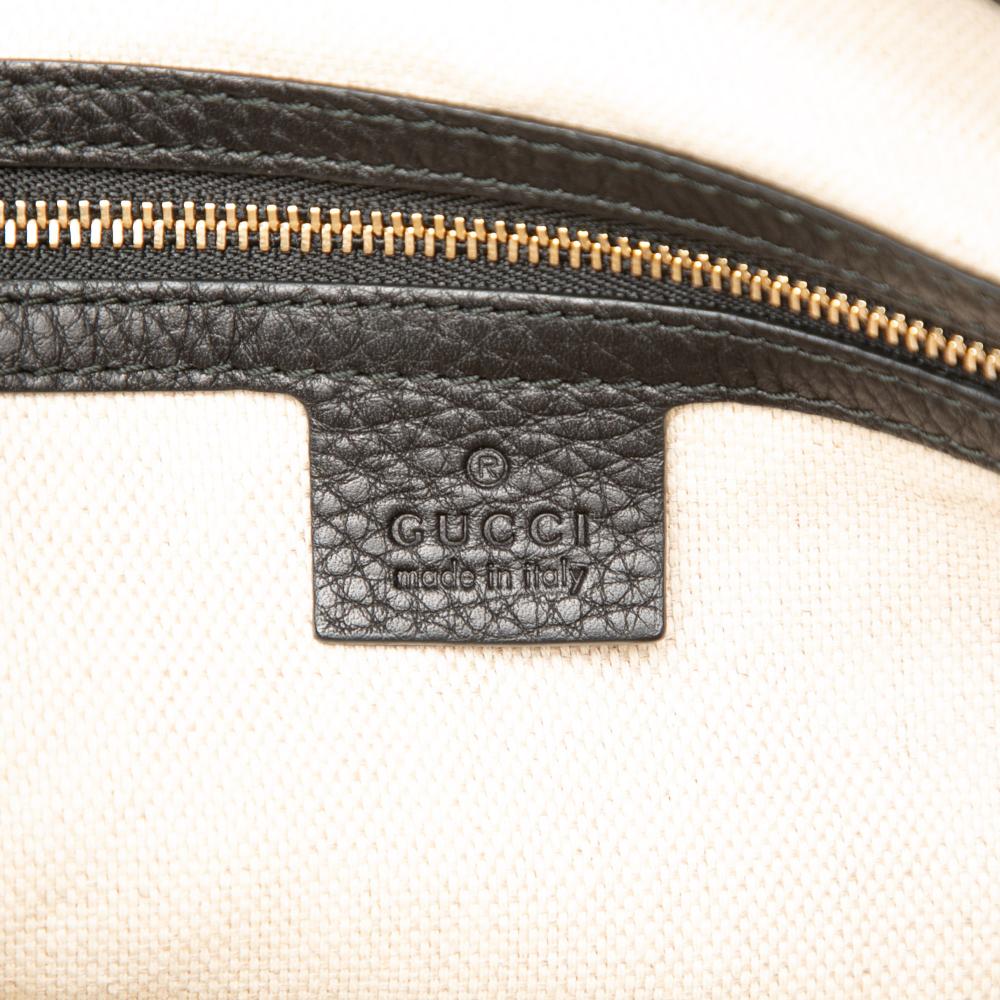 Gucci AB Gucci Black Calf Leather Small Pebbled Soho Cellarius Satchel Italy