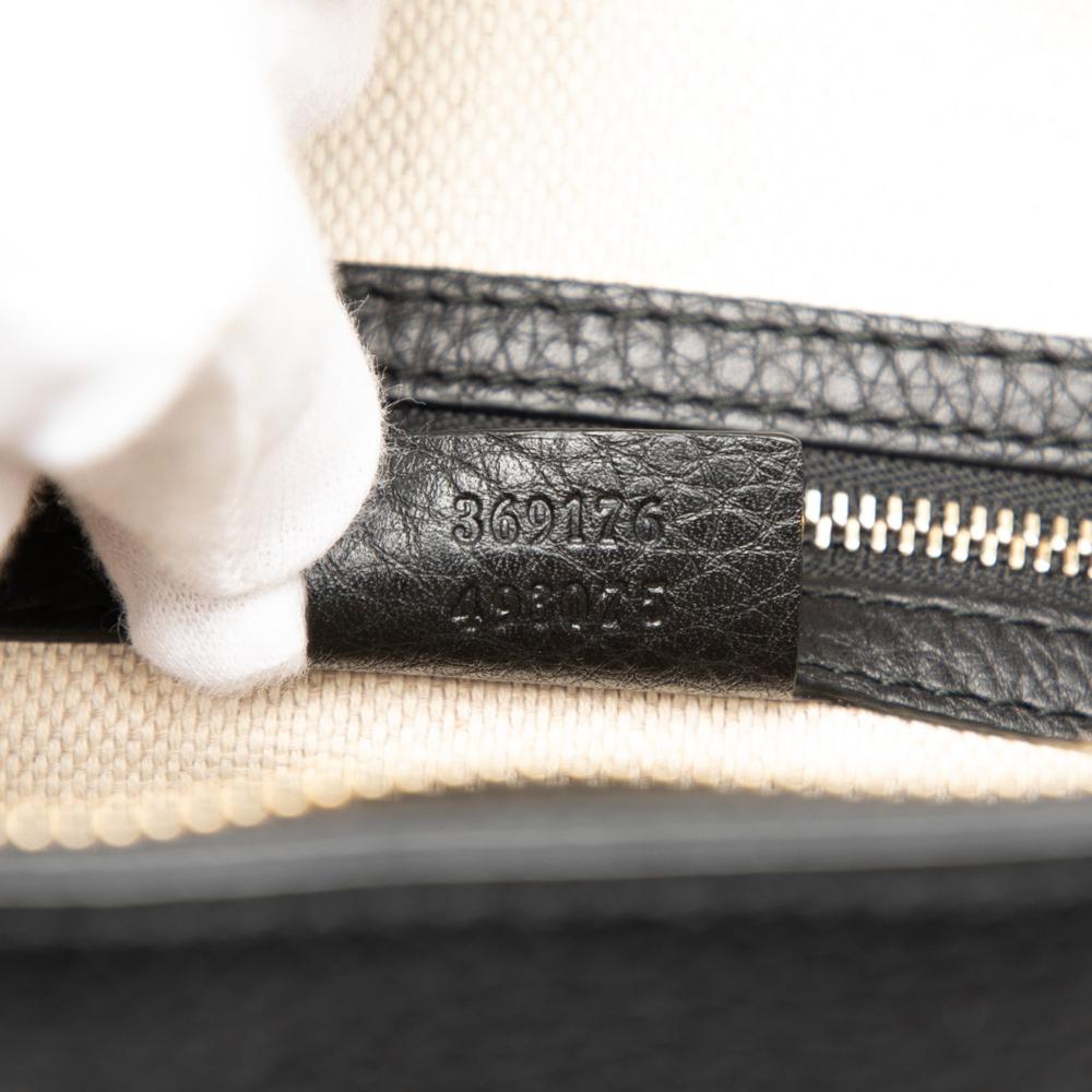 Gucci AB Gucci Black Calf Leather Small Pebbled Soho Cellarius Satchel Italy