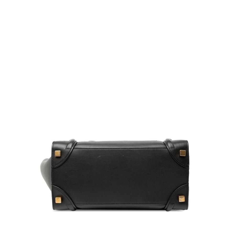 Celine B Celine Black Calf Leather Micro Smooth skin Luggage Tote Italy