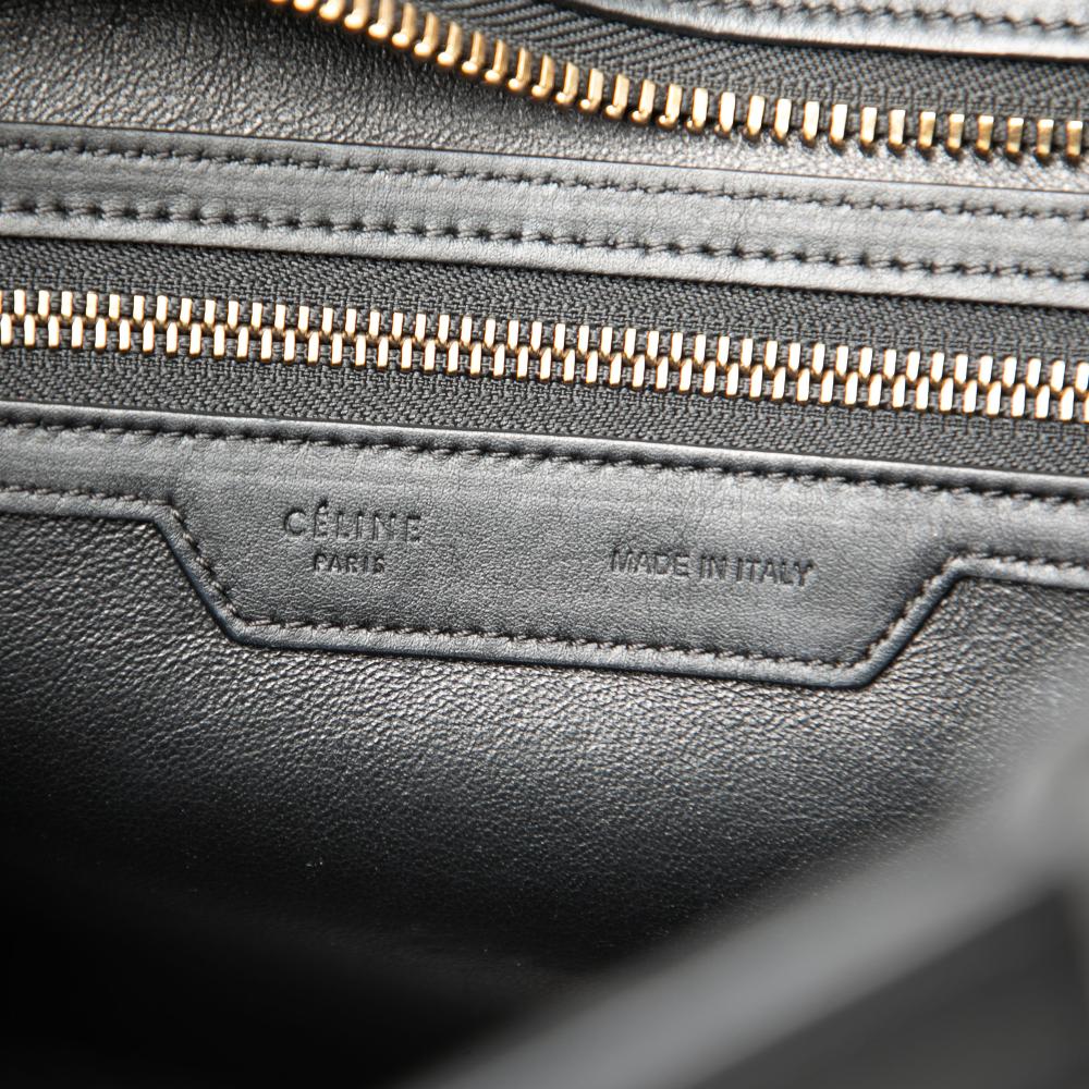 Celine B Celine Black Calf Leather Micro Smooth skin Luggage Tote Italy