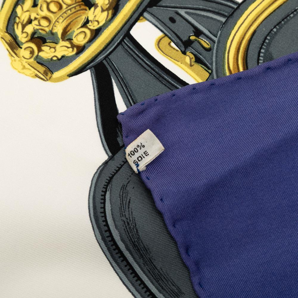 Hermès AB Hermès White with Blue Silk Fabric Brides de Gala Scarf France