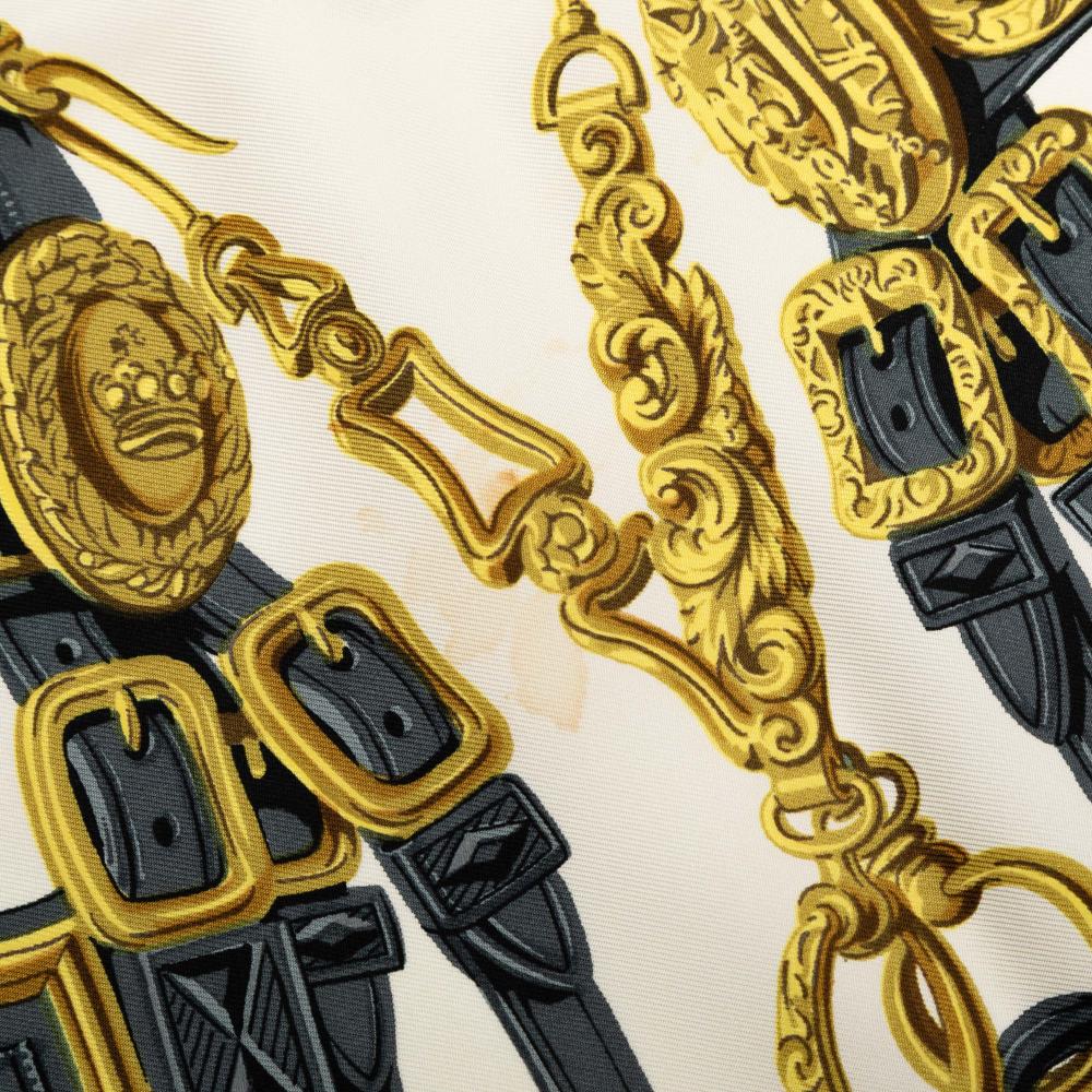 Hermès AB Hermès White with Blue Silk Fabric Brides de Gala Scarf France