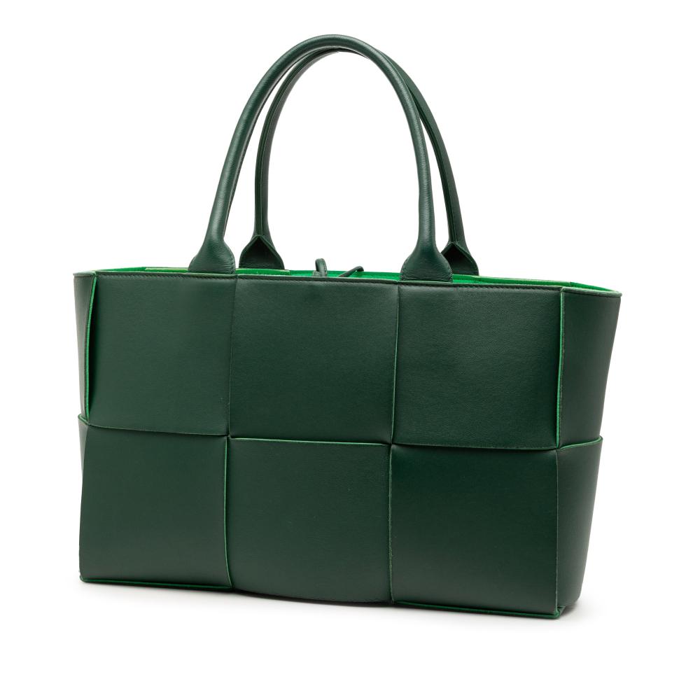 Bottega Veneta B Bottega Veneta Green Dark Green Nappa Leather Leather Small Nappa Maxi Intrecciato Arco Tote Italy