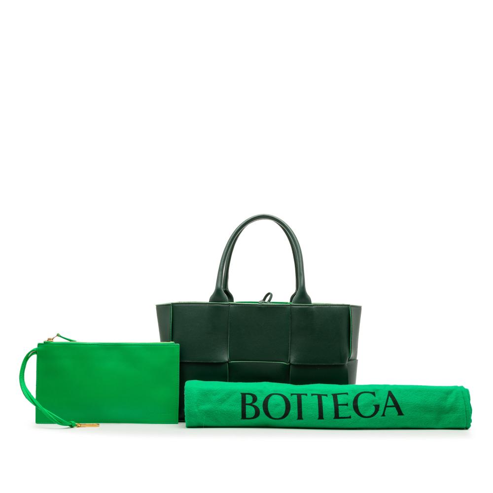 Bottega Veneta B Bottega Veneta Green Dark Green Nappa Leather Leather Small Nappa Maxi Intrecciato Arco Tote Italy