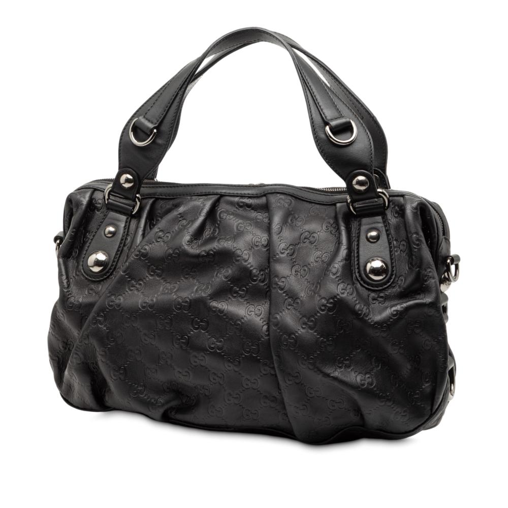 Gucci B Gucci Black Calf Leather Guccissima Icon Bit Satchel Italy