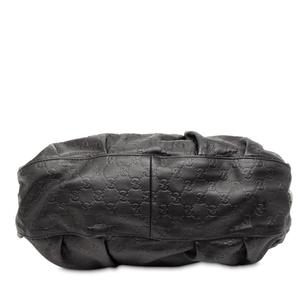 Gucci B Gucci Black Calf Leather Guccissima Icon Bit Satchel Italy