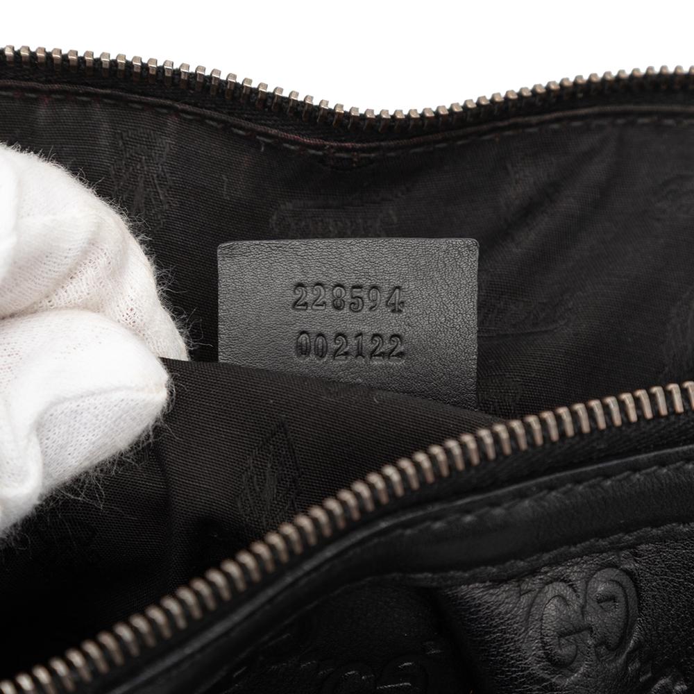 Gucci B Gucci Black Calf Leather Guccissima Icon Bit Satchel Italy