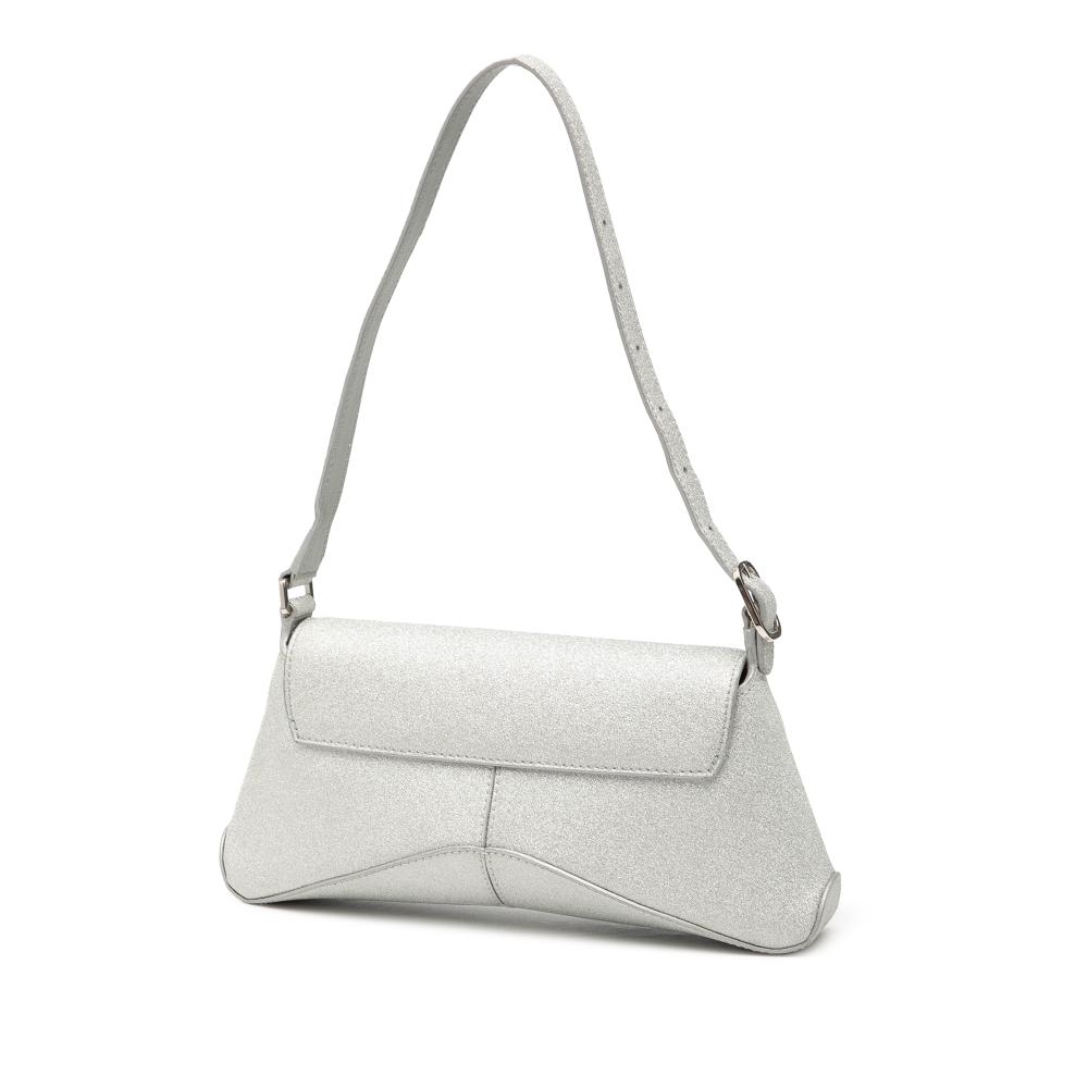 Balenciaga AB Balenciaga Silver Polyester Fabric Small Glitter XX Flap Italy