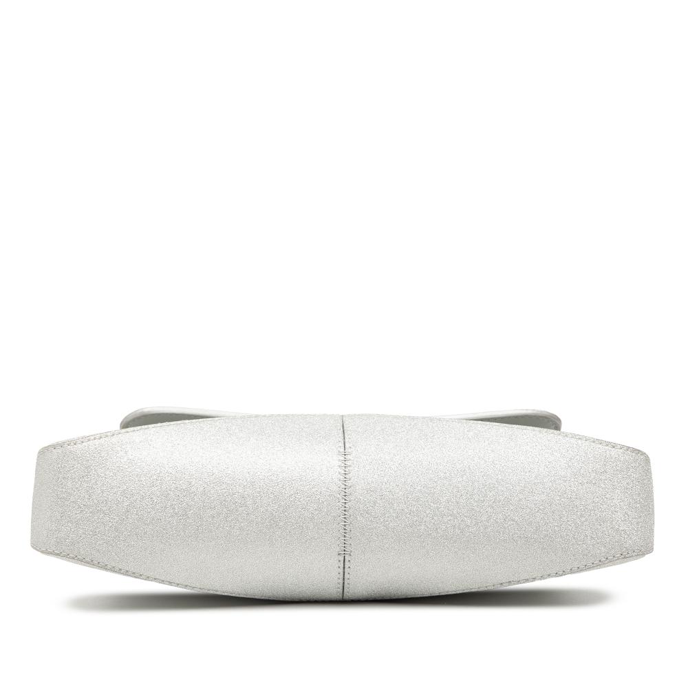 Balenciaga AB Balenciaga Silver Polyester Fabric Small Glitter XX Flap Italy