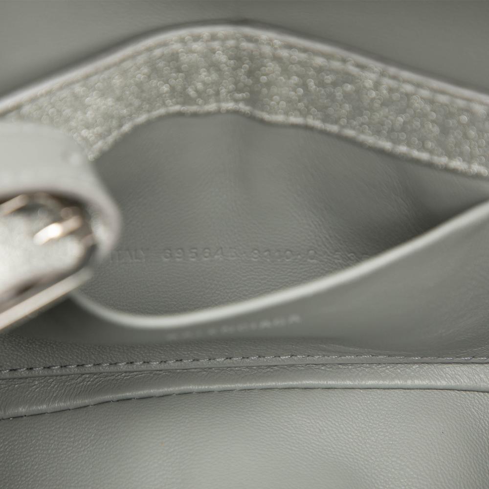 Balenciaga AB Balenciaga Silver Polyester Fabric Small Glitter XX Flap Italy