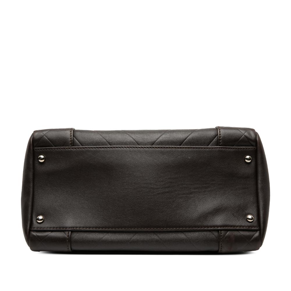 Chanel Brown Medium Chevron Lambskin All Day Long Bowling Bag Italy