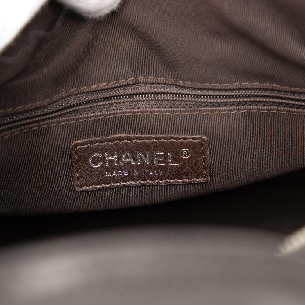 Chanel Brown Medium Chevron Lambskin All Day Long Bowling Bag Italy